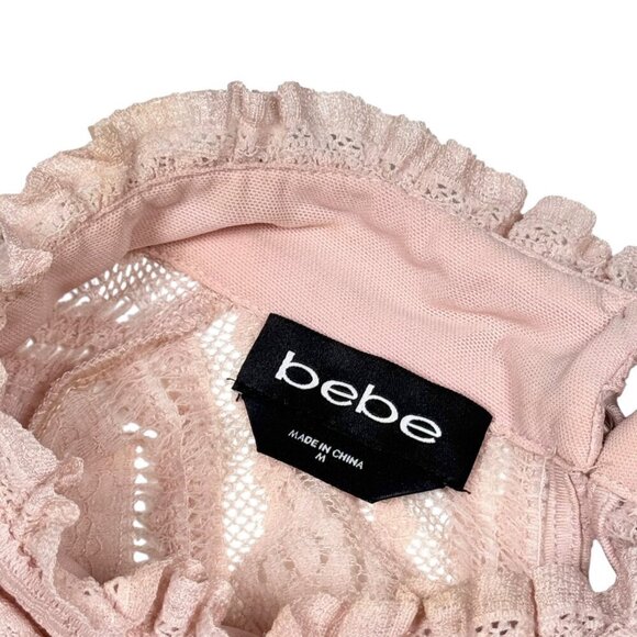 VTG Y2K BEBE  Lace Top Sz.M Petal Pink Stretch Coquette Romantic Victorian Boho - Picture 5 of 11